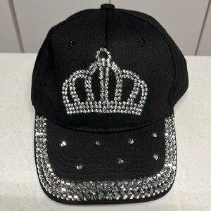 Black & Silver studded cap with Crown